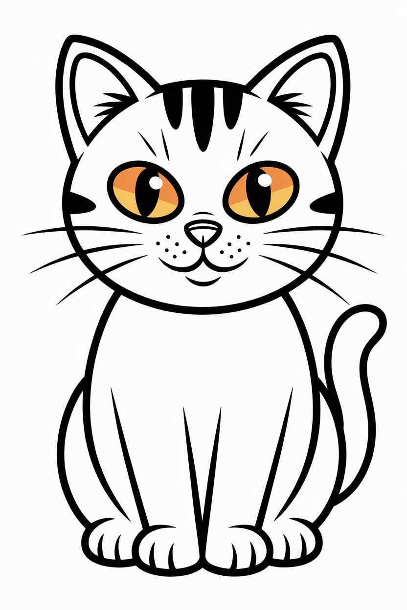 Halloween Cat with Glowing Eyes in Shadows Coloring Page